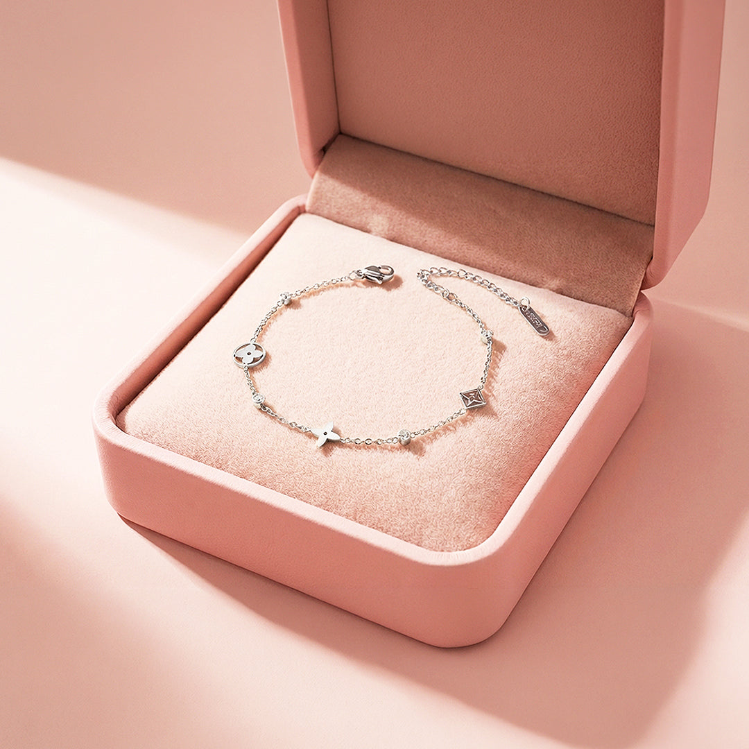 Geometric Floral Bracelet | Diamond Simulant | 18K Gold | Luxe6416 - bangle | Singapore Jewellery, Wedding Rings &amp; Gifts | Same Day Delivery | Tiara.com.sg