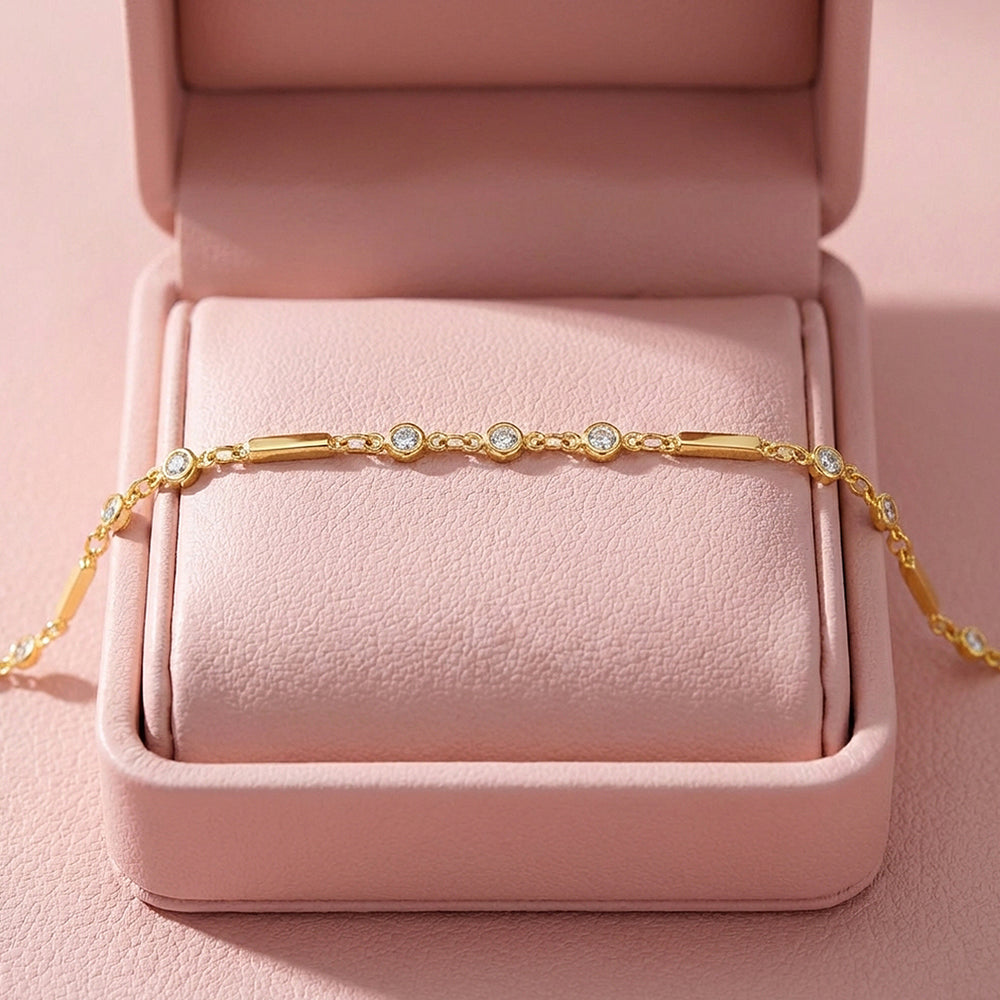Bar & Bezel Solitaire Chain Bracelet | Luxe6424