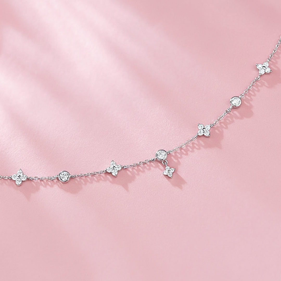 Floral Medallion Charm | White Gold | Diamond Simulant | Luxe6501 - bangle | Singapore Jewellery, Wedding Rings &amp; Gifts | Same Day Delivery | Tiara.com.sg