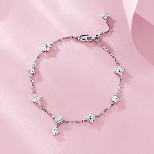 Floral Medallion Charm | White Gold | Diamond Simulant | Luxe6501 - bangle | Singapore Jewellery, Wedding Rings &amp; Gifts | Same Day Delivery | Tiara.com.sg