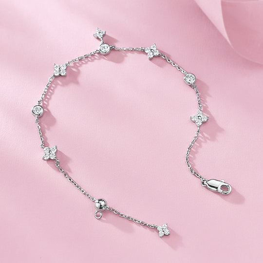 Floral Medallion Charm | White Gold | Diamond Simulant | Luxe6501 - bangle | Singapore Jewellery, Wedding Rings &amp; Gifts | Same Day Delivery | Tiara.com.sg