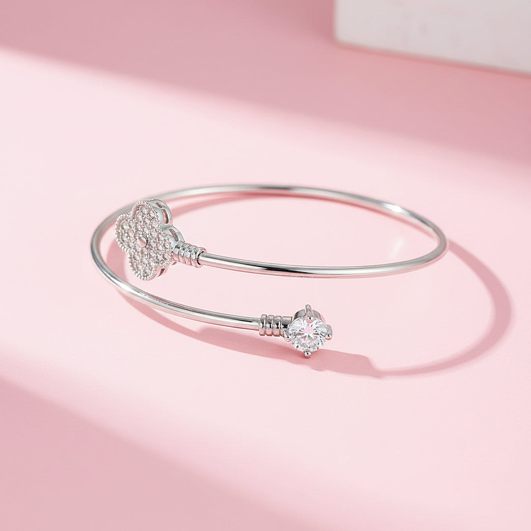 Clover Silver Wrap Cuff Bangle | Luxe6502 - bangle | Singapore Jewellery, Wedding Rings &amp; Gifts | Same Day Delivery | Tiara.com.sg