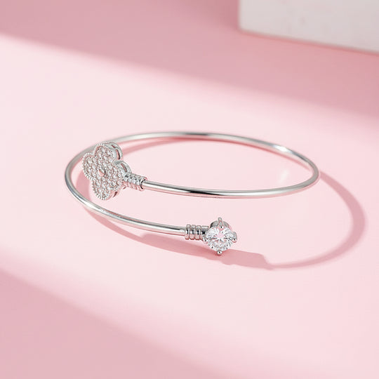 Clover Silver Wrap Cuff Bangle | Luxe6502 - bangle | Singapore Jewellery, Wedding Rings &amp; Gifts | Same Day Delivery | Tiara.com.sg