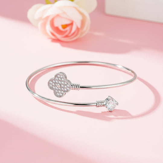 Clover Silver Wrap Cuff Bangle | Luxe6502 - bangle | Singapore Jewellery, Wedding Rings &amp; Gifts | Same Day Delivery | Tiara.com.sg