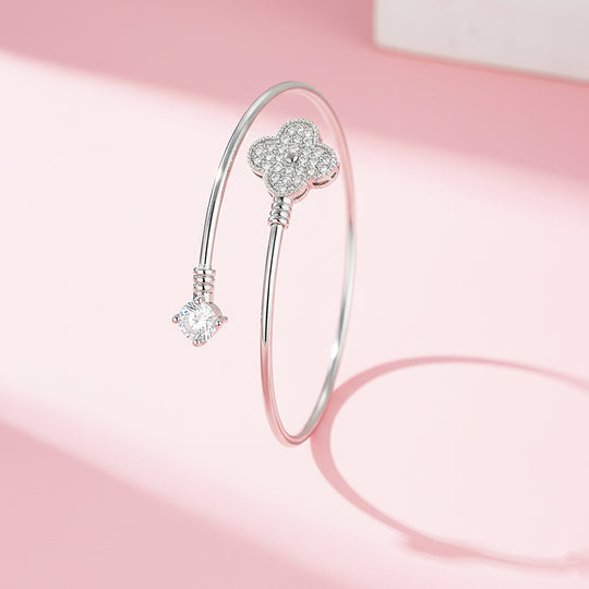 Clover Silver Wrap Cuff Bangle | Luxe6502 - bangle | Singapore Jewellery, Wedding Rings &amp; Gifts | Same Day Delivery | Tiara.com.sg