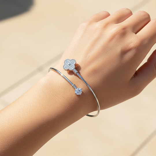 Clover Silver Wrap Cuff Bangle | Luxe6502 - bangle | Singapore Jewellery, Wedding Rings &amp; Gifts | Same Day Delivery | Tiara.com.sg