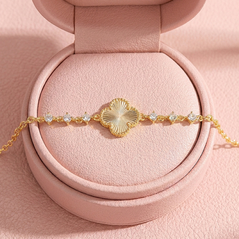 Sunburst Clover Gold Bracelet | Luxe6508
