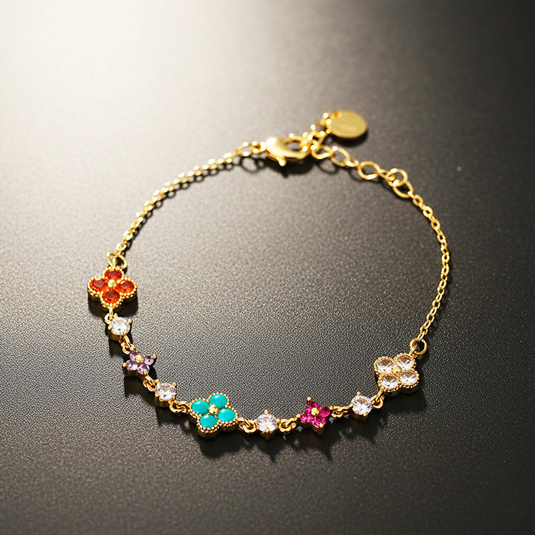 Vibrant Floral Station | 18K Gold | Diamond Simulant | Luxe6513 - Bracelet | Singapore Jewellery, Wedding Rings &amp; Gifts | Same Day Delivery | Tiara.com.sg