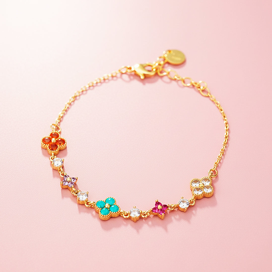 Vibrant Floral Station | 18K Gold | Diamond Simulant | Luxe6513 - Bracelet | Singapore Jewellery, Wedding Rings & Gifts | Same Day Delivery | Tiara.com.sg