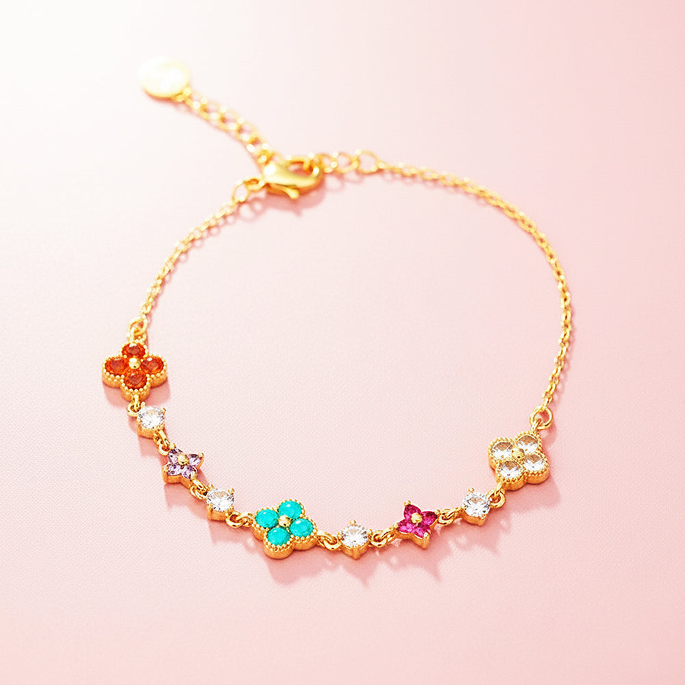 Vibrant Floral Station | 18K Gold | Diamond Simulant | Luxe6513 - Bracelet | Singapore Jewellery, Wedding Rings & Gifts | Same Day Delivery | Tiara.com.sg