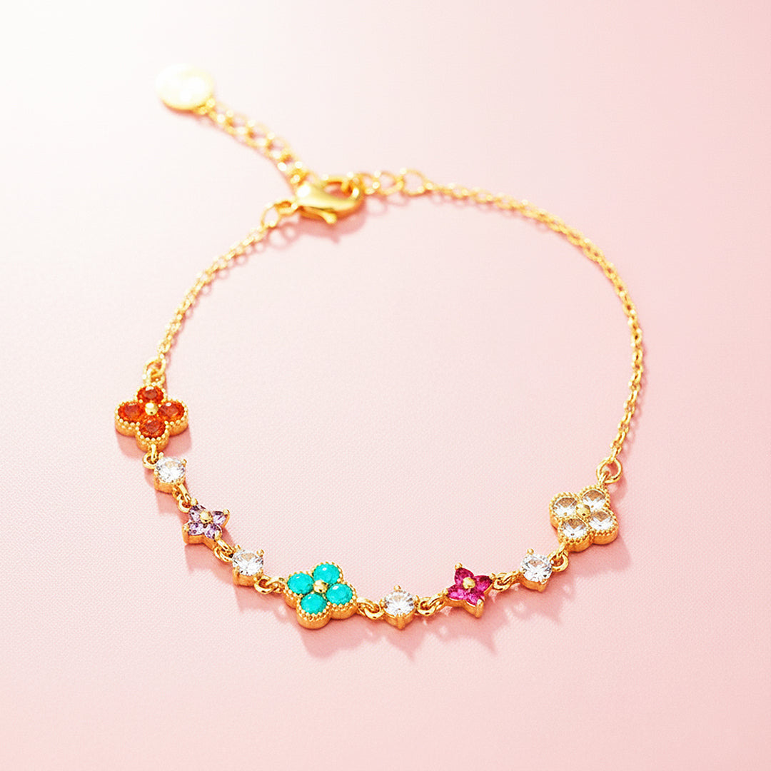 Vibrant Floral Station | 18K Gold | Diamond Simulant | Luxe6513 - Bracelet | Singapore Jewellery, Wedding Rings &amp; Gifts | Same Day Delivery | Tiara.com.sg