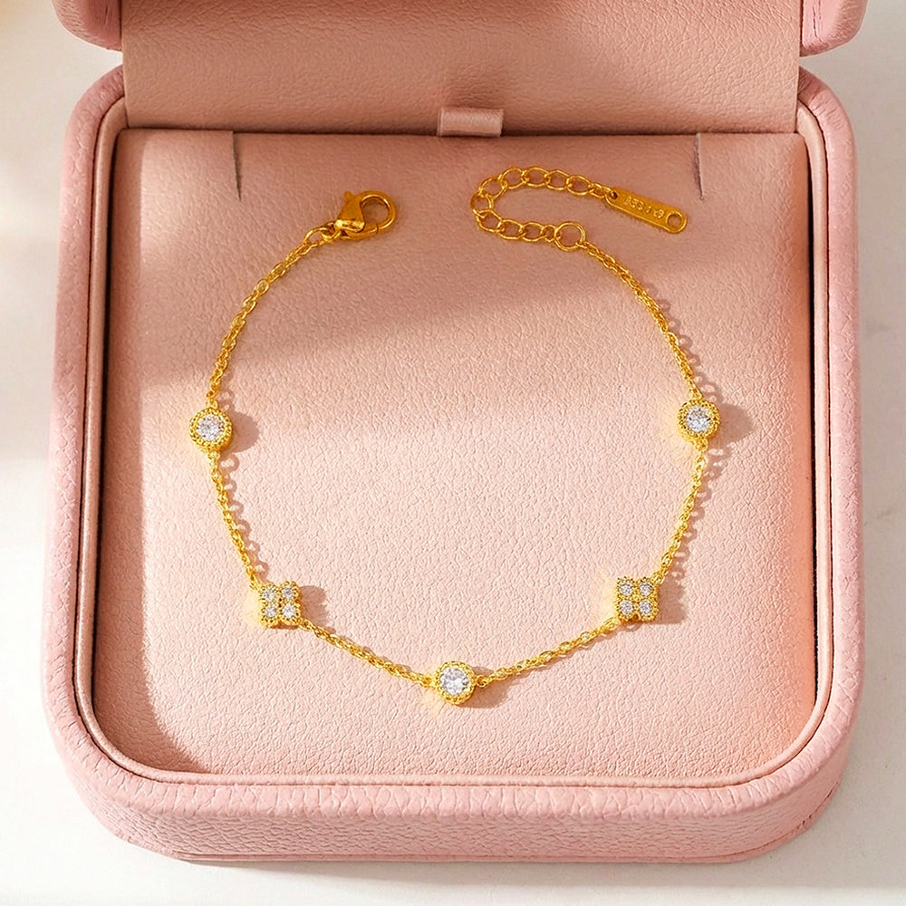 Floral & Medallion Station Gold Bracelet | Luxe6514