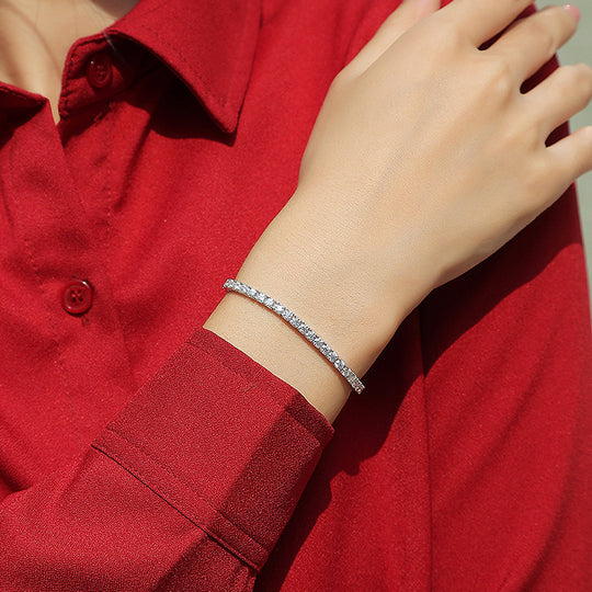 Classic Tennis Bracelet | White Gold | Diamond Simulant | Luxe6518 - Bracelet | Singapore Jewellery, Wedding Rings &amp; Gifts | Same Day Delivery | Tiara.com.sg