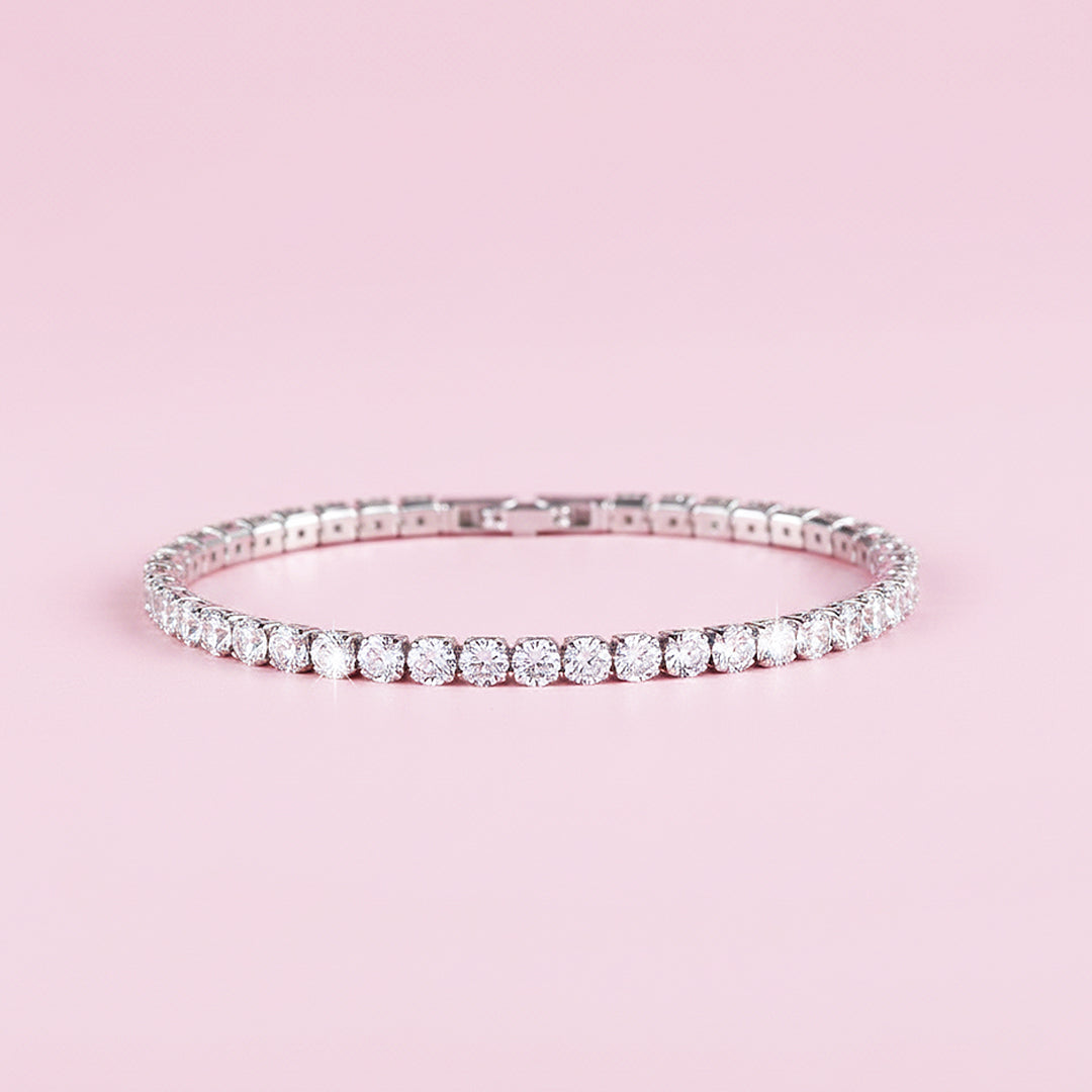 Classic Tennis Bracelet | White Gold | Diamond Simulant | Luxe6518 - Bracelet | Singapore Jewellery, Wedding Rings & Gifts | Same Day Delivery | Tiara.com.sg