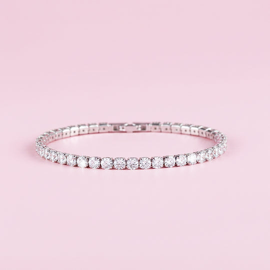 Classic Tennis Bracelet | White Gold | Diamond Simulant | Luxe6518 - Bracelet | Singapore Jewellery, Wedding Rings &amp; Gifts | Same Day Delivery | Tiara.com.sg
