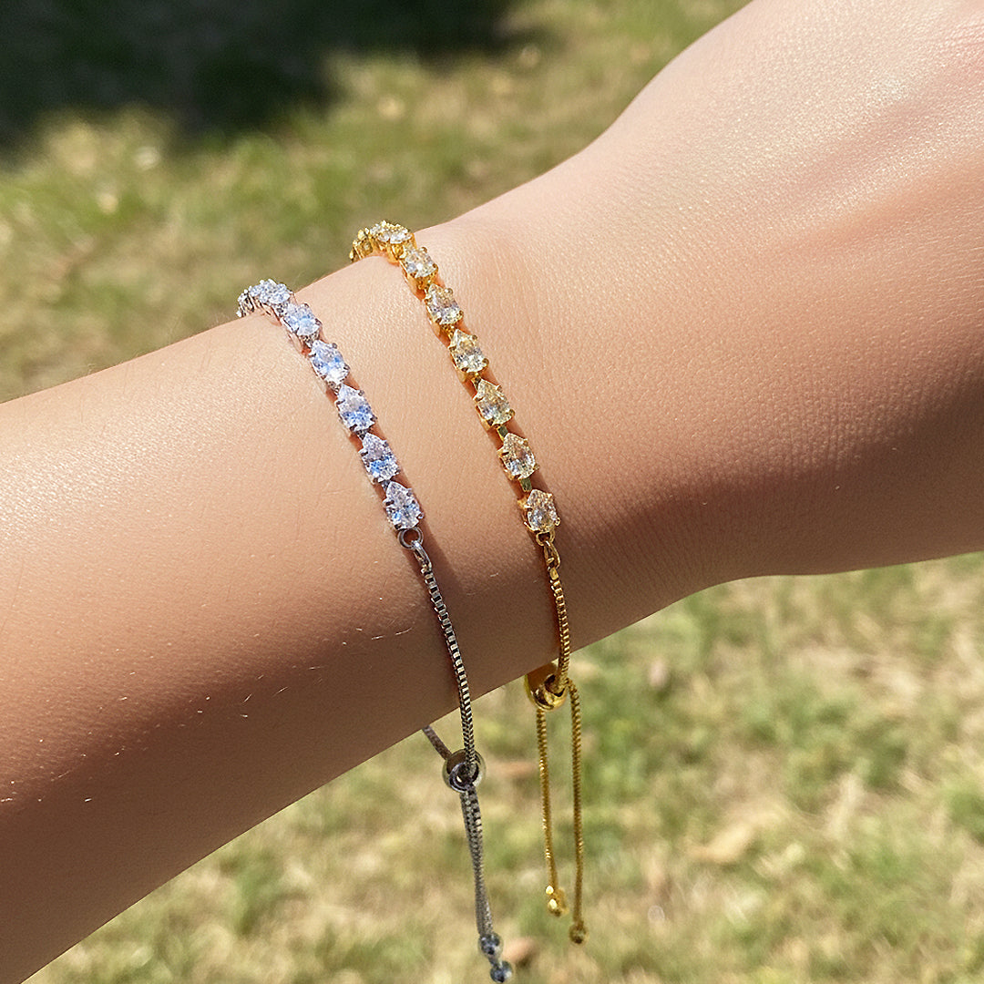 Teardrop Pear-Cut Tennis | 18K Gold &amp; White Gold | Luxe6519 - Bracelet | Singapore Jewellery, Wedding Rings &amp; Gifts | Same Day Delivery | Tiara.com.sg