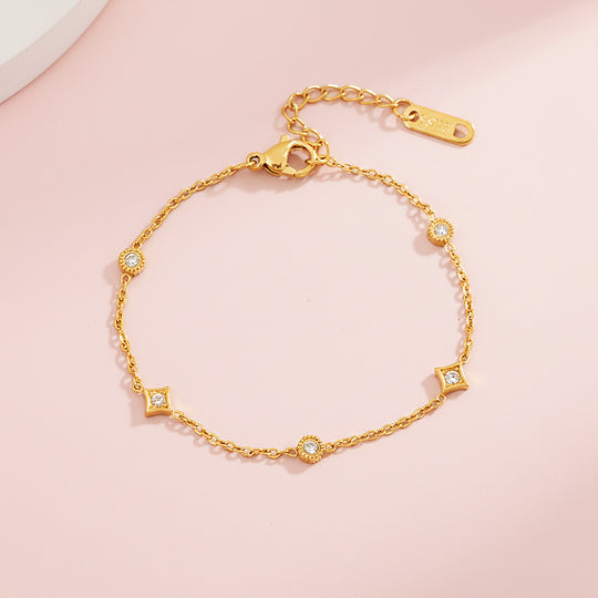 Vintage Star &amp; Medallion Bracelet | 18K Gold | Diamond Simulant | Luxe6525 - Bracelet | Singapore Jewellery, Wedding Rings &amp; Gifts | Same Day Delivery | Tiara.com.sg