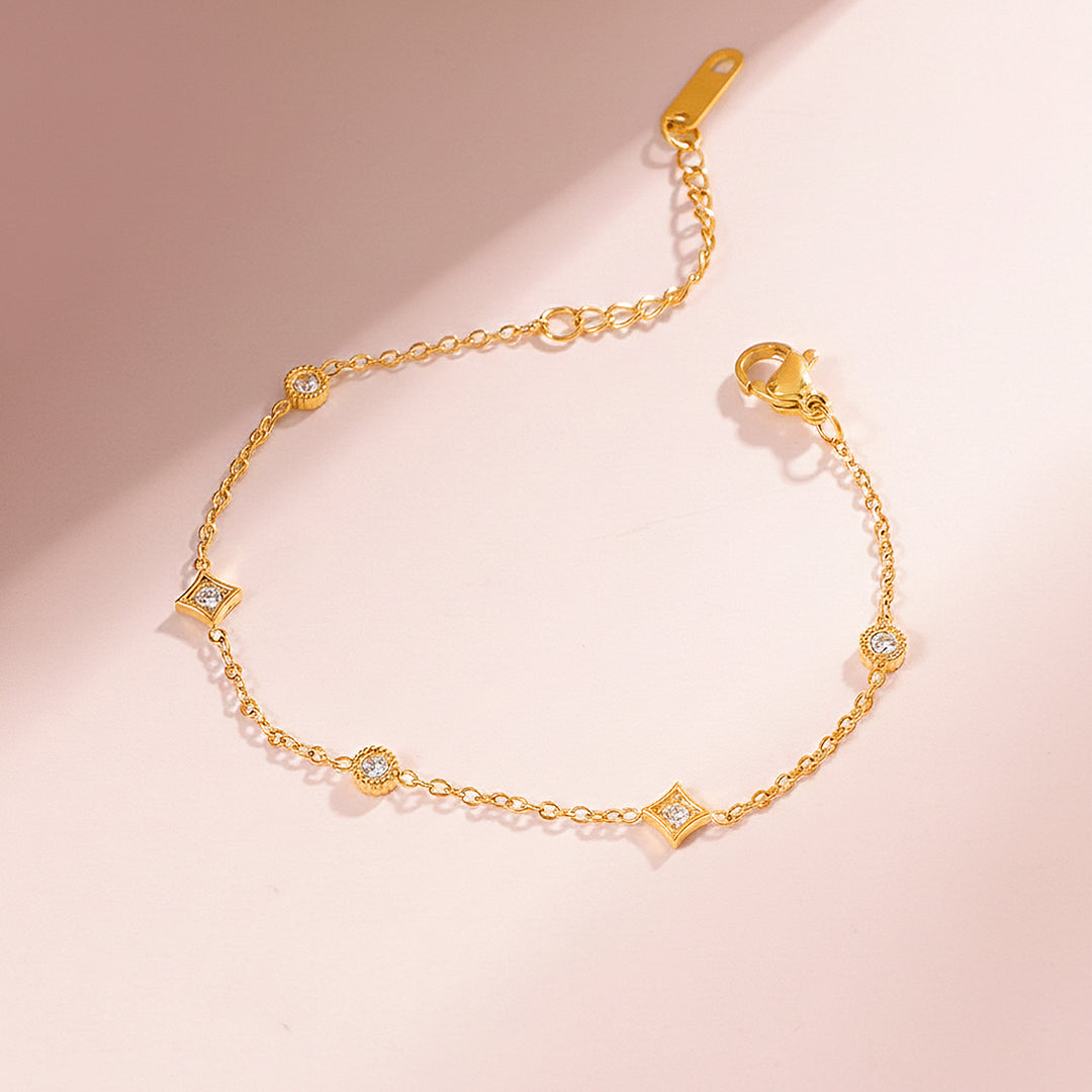 Vintage Star &amp; Medallion Bracelet | 18K Gold | Diamond Simulant | Luxe6525 - Bracelet | Singapore Jewellery, Wedding Rings &amp; Gifts | Same Day Delivery | Tiara.com.sg