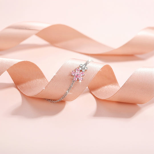 Sakura Cherry Blossom Layered Bracelet | White Gold | Luxe6531 - Bracelet | Singapore Jewellery, Wedding Rings &amp; Gifts | Same Day Delivery | Tiara.com.sg