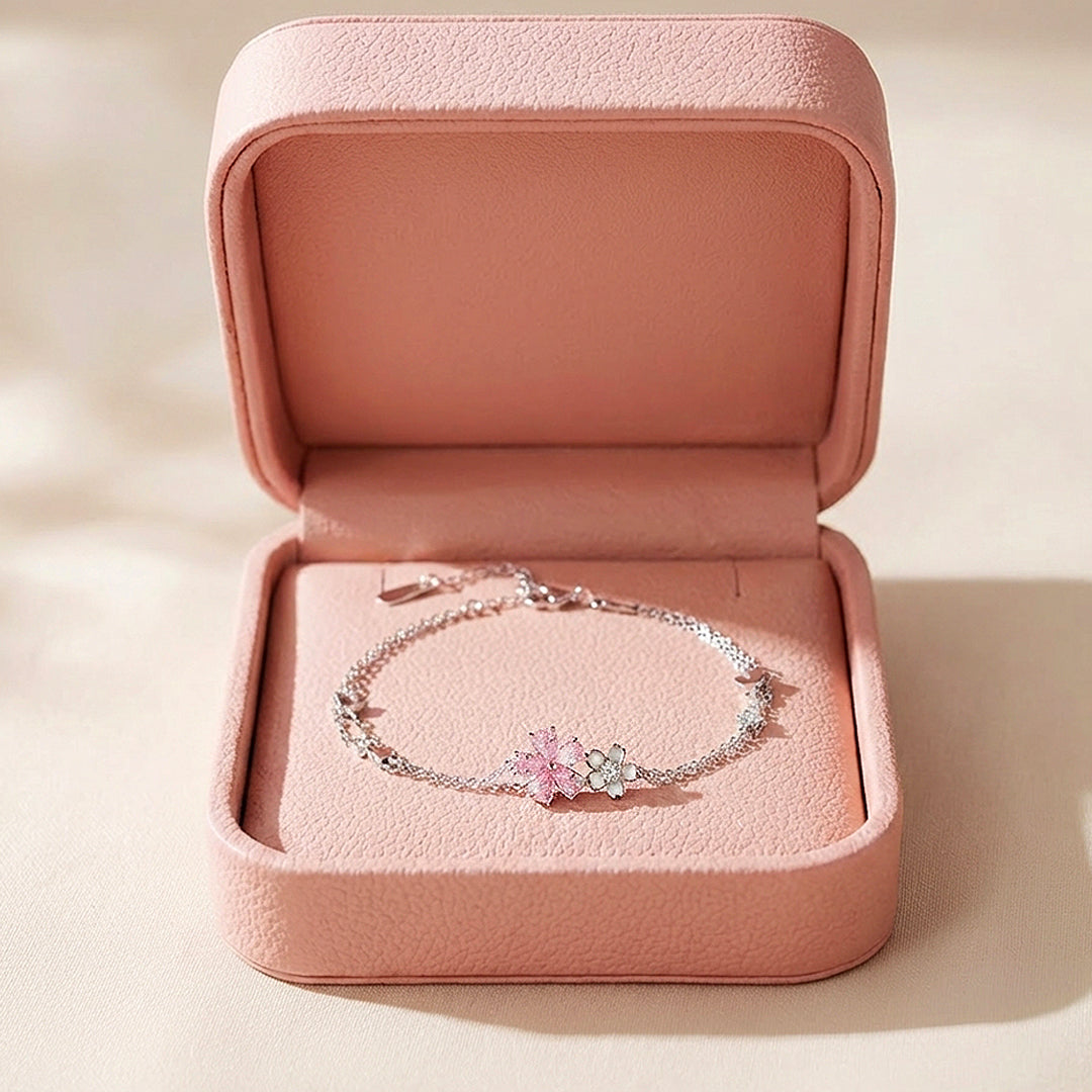 Sakura Cherry Blossom Layered Bracelet | White Gold | Luxe6531