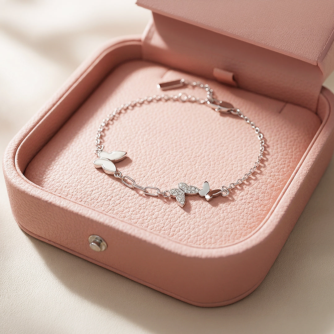 Butterfly Trio Station Charm Bracelet | Luxe6532 - Bracelet | Singapore Jewellery, Wedding Rings &amp; Gifts | Same Day Delivery | Tiara.com.sg