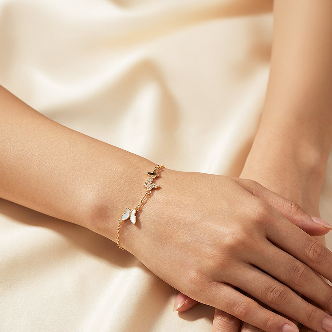 Butterfly Trio Station Charm Bracelet | Luxe6532 - Bracelet | Singapore Jewellery, Wedding Rings &amp; Gifts | Same Day Delivery | Tiara.com.sg