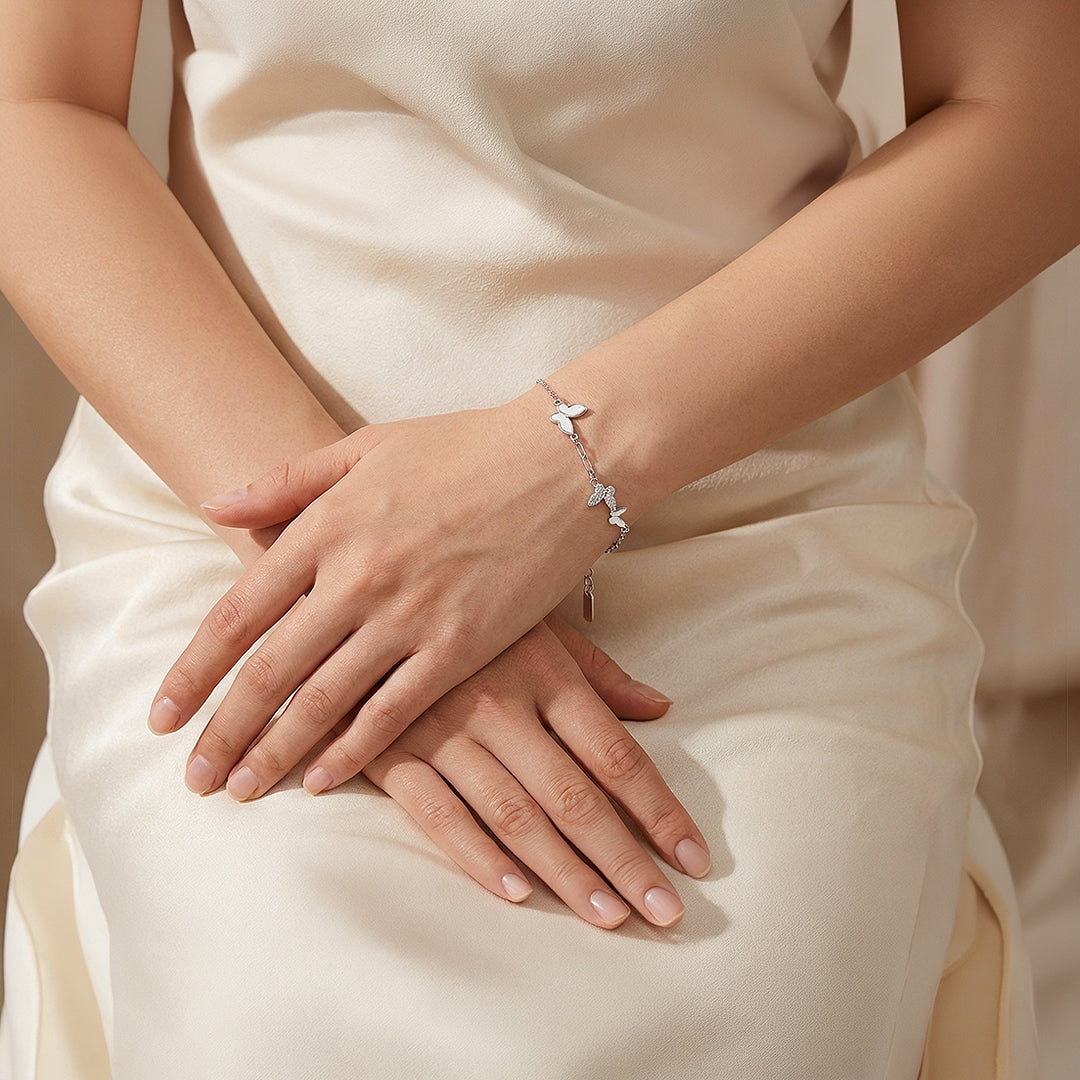 Butterfly Trio Station Charm Bracelet | Luxe6532 - Bracelet | Singapore Jewellery, Wedding Rings &amp; Gifts | Same Day Delivery | Tiara.com.sg