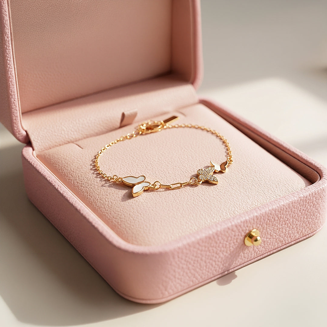 Butterfly Trio Station Charm Bracelet | Luxe6532 - Bracelet | Singapore Jewellery, Wedding Rings &amp; Gifts | Same Day Delivery | Tiara.com.sg