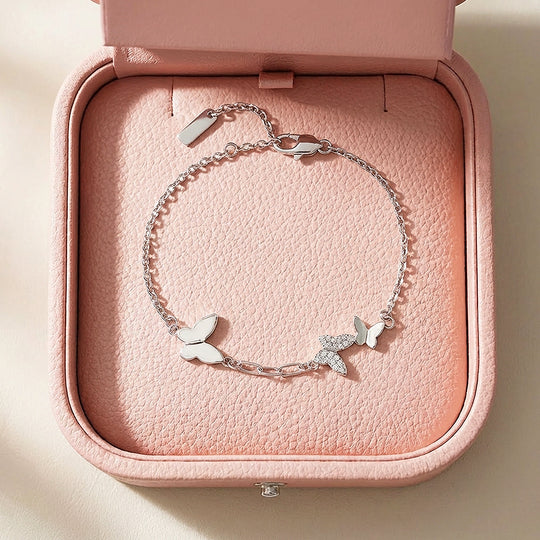 Butterfly Trio Station Charm Bracelet | Luxe6532