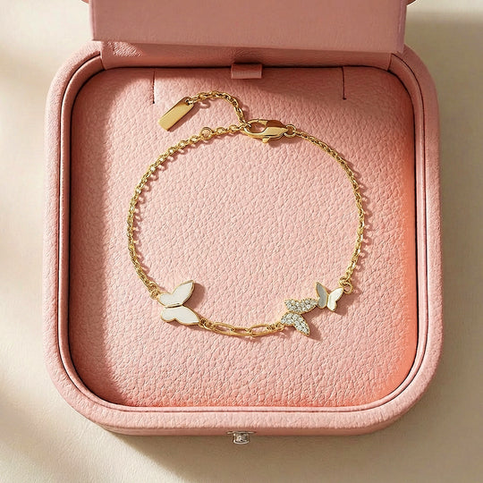 Butterfly Trio Station Charm Bracelet | Luxe6532