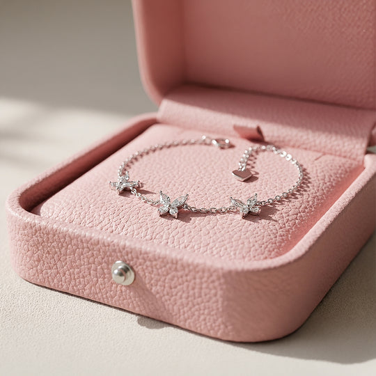 Butterfly Trio Charm Bracelet | Diamond Simulant | Luxe6537 - bangle | Singapore Jewellery, Wedding Rings &amp; Gifts | Same Day Delivery | Tiara.com.sg