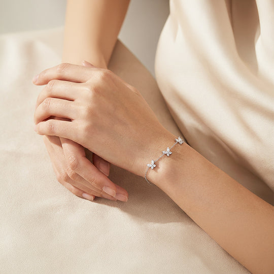 Butterfly Trio Charm Bracelet | Diamond Simulant | Luxe6537 - bangle | Singapore Jewellery, Wedding Rings &amp; Gifts | Same Day Delivery | Tiara.com.sg
