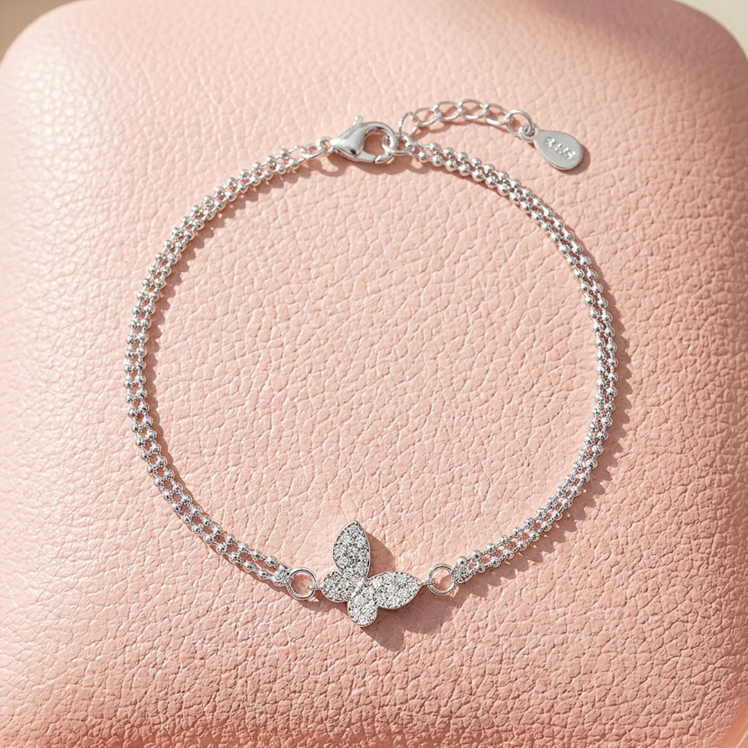 Butterfly Dual-Chain Layered Bracelet | Diamond Simulant | Luxe6538