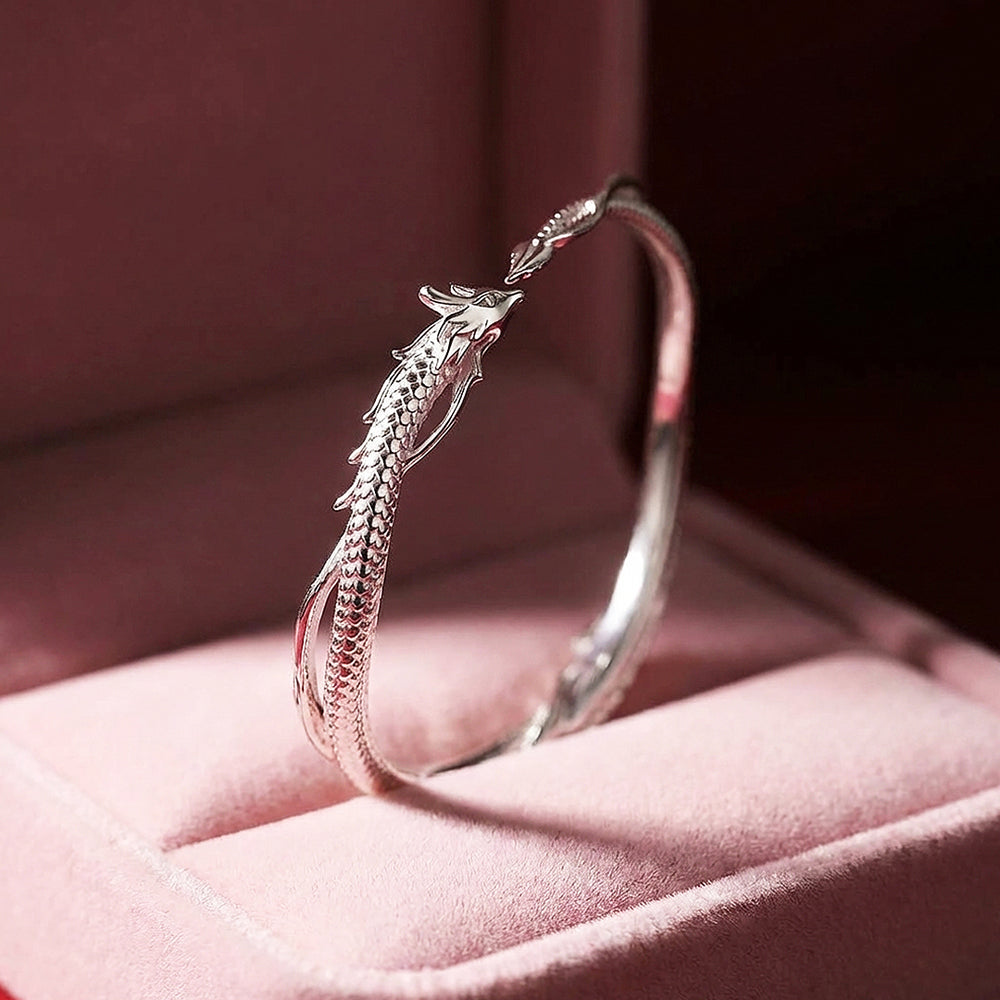 Dragon Sculpt Silver Bangle Bracelet | Luxe6541 - bangle | Singapore Jewellery, Wedding Rings & Gifts | Same Day Delivery | Tiara.com.sg