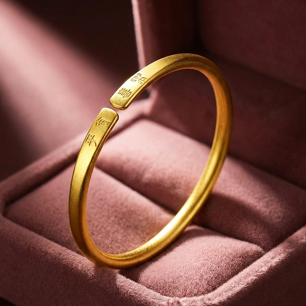 Ping An Xi Le Engraved Gold Bangle Bracelet | Luxe6543 - bangle | Singapore Jewellery, Wedding Rings & Gifts | Same Day Delivery | Tiara.com.sg