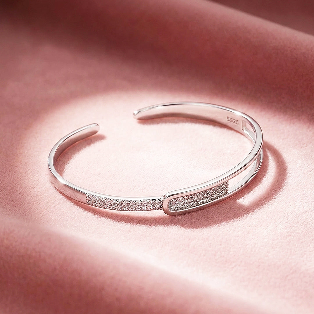 Pavé Double-Rail Gold Cuff Bangle Bracelet | Luxe6544 - bangle | Singapore Jewellery, Wedding Rings &amp; Gifts | Same Day Delivery | Tiara.com.sg