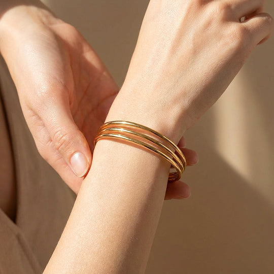 Multi-Strand Gold Cuff Bangle Bracelet | Luxe6545 - bangle | Singapore Jewellery, Wedding Rings &amp; Gifts | Same Day Delivery | Tiara.com.sg
