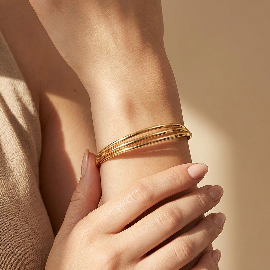 Multi-Strand Gold Cuff Bangle Bracelet | Luxe6545 - bangle | Singapore Jewellery, Wedding Rings &amp; Gifts | Same Day Delivery | Tiara.com.sg
