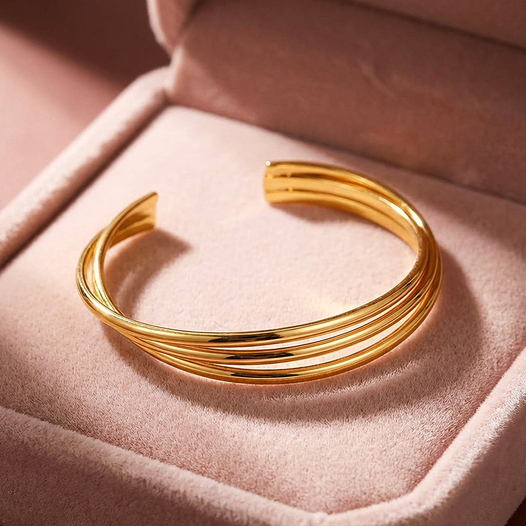 Multi-Strand Gold Cuff Bangle Bracelet | Luxe6545 - bangle | Singapore Jewellery, Wedding Rings &amp; Gifts | Same Day Delivery | Tiara.com.sg