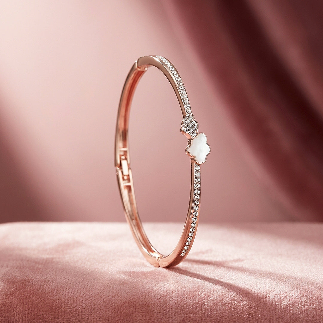 Clover Mother-of-Pearl Rose Gold Bangle Bracelet | Luxe6549 - bangle | Singapore Jewellery, Wedding Rings &amp; Gifts | Same Day Delivery | Tiara.com.sg
