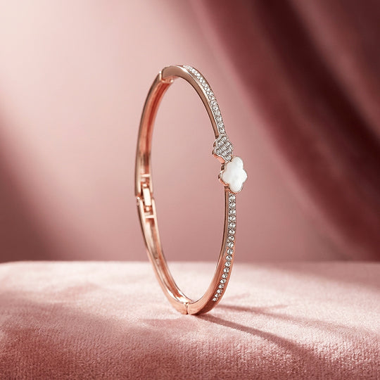 Clover Mother-of-Pearl Rose Gold Bangle Bracelet | Luxe6549 - bangle | Singapore Jewellery, Wedding Rings &amp; Gifts | Same Day Delivery | Tiara.com.sg