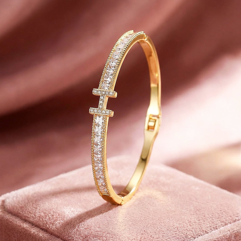 Baguette Channel H-Bar Gold Bangle Bracelet | Luxe6551 - bangle | Singapore Jewellery, Wedding Rings & Gifts | Same Day Delivery | Tiara.com.sg