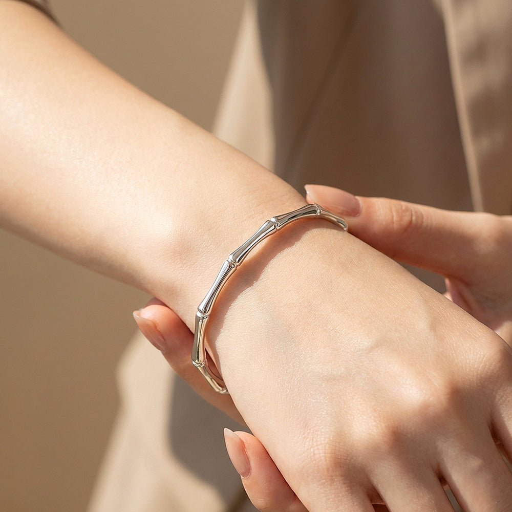 Bamboo Joint Cuff Bangle Bracelet | Luxe6552 - bangle | Singapore Jewellery, Wedding Rings & Gifts | Same Day Delivery | Tiara.com.sg