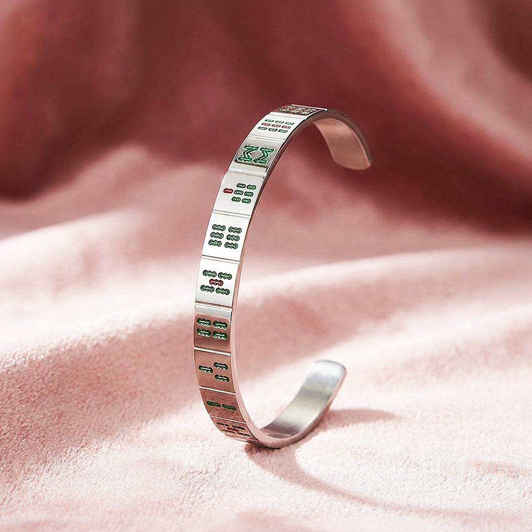 Mahjong Tile Enamel Gold Cuff Bangle Bracelet | Luxe6554 - bangle | Singapore Jewellery, Wedding Rings &amp; Gifts | Same Day Delivery | Tiara.com.sg