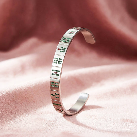 Mahjong Tile Enamel Gold Cuff Bangle Bracelet | Luxe6554 - bangle | Singapore Jewellery, Wedding Rings &amp; Gifts | Same Day Delivery | Tiara.com.sg