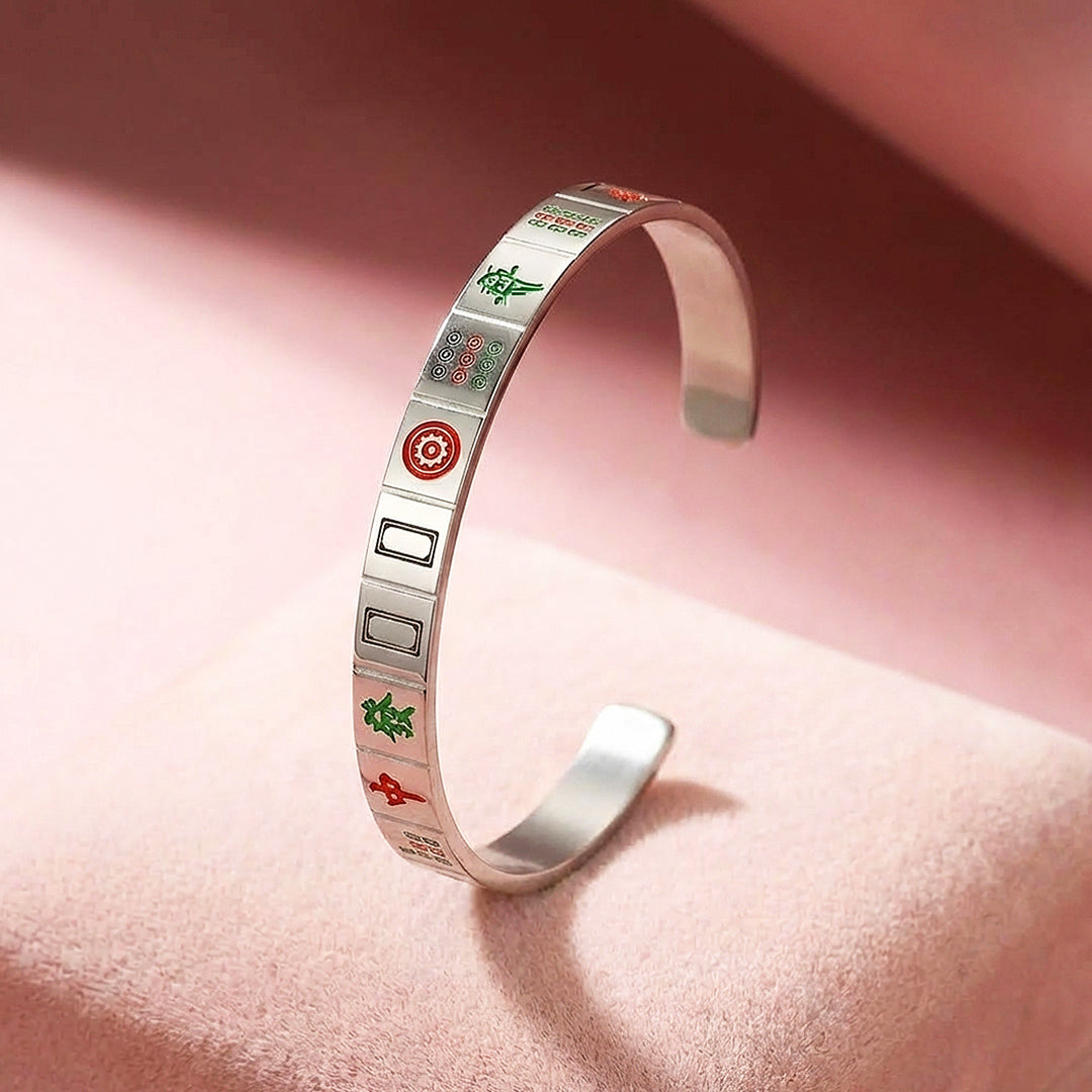 Mahjong Tile Enamel Gold Cuff Bangle Bracelet | Luxe6554 - bangle | Singapore Jewellery, Wedding Rings &amp; Gifts | Same Day Delivery | Tiara.com.sg