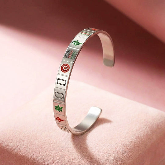 Mahjong Tile Enamel Gold Cuff Bangle Bracelet | Luxe6554 - bangle | Singapore Jewellery, Wedding Rings &amp; Gifts | Same Day Delivery | Tiara.com.sg