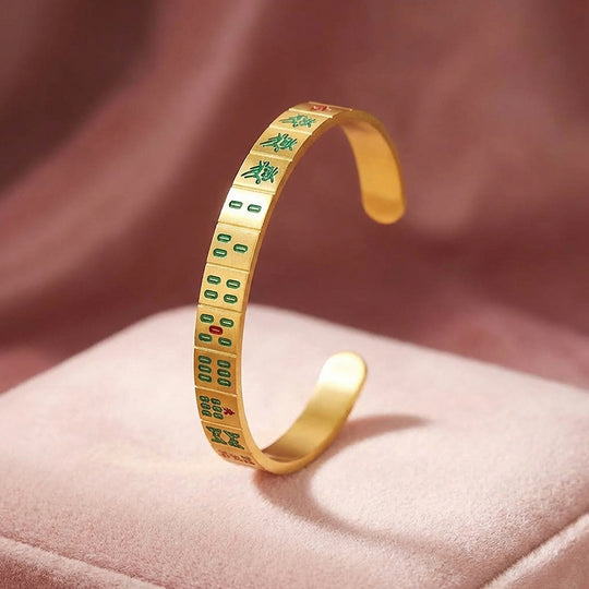 Mahjong Tile Enamel Gold Cuff Bangle Bracelet | Luxe6554 - bangle | Singapore Jewellery, Wedding Rings &amp; Gifts | Same Day Delivery | Tiara.com.sg