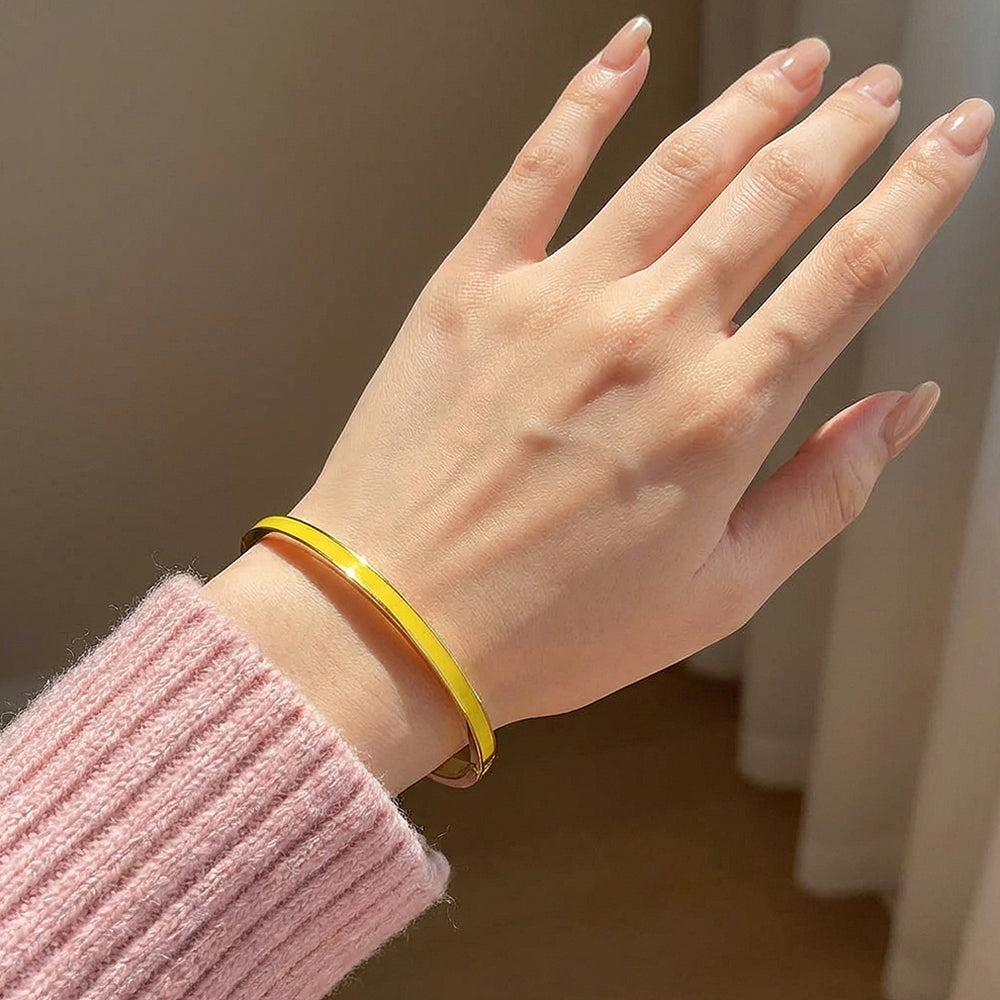 Enamel Inlay Gold Bangle | Luxe6555 - bangle | Singapore Jewellery, Wedding Rings & Gifts | Same Day Delivery | Tiara.com.sg