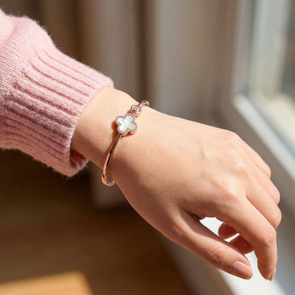 Clover Inlay Cuff | Luxe6556 - bangle | Singapore Jewellery, Wedding Rings & Gifts | Same Day Delivery | Tiara.com.sg